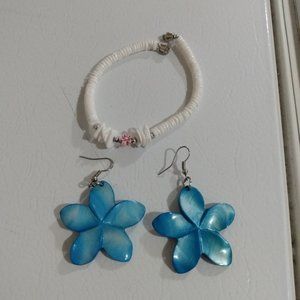 Hawaii Flower Earrings and Bracelet/Anklet
